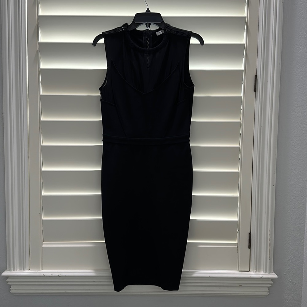 Givenchy black dress zipper and mesh midi